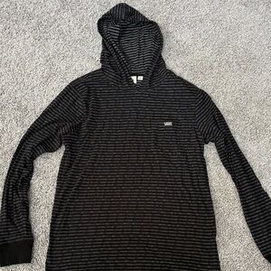 Vans Men's Black and Gray Striped Hoodie